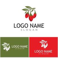 logotipo de las bayas de goji. bayas de goji aisladas sobre fondo blanco vector