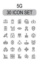 5G Icon Set 30 isolated on white background vector
