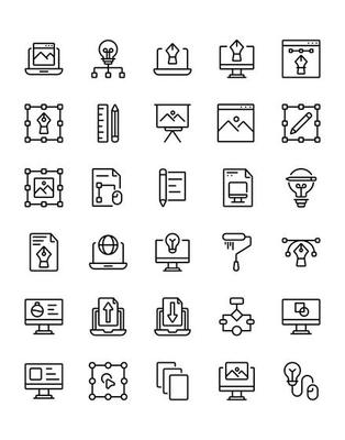 Design Thingking Icon Set 30 isolated on white background