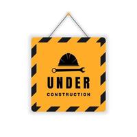 Yellow under construction flat sign. -  Vector. vector