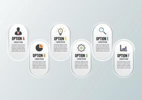 Template Timeline Infographic colored horizontal numbered for six position can be used for workflow, banner, diagram, web design, area chart. vector