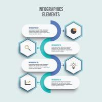 Vector infographic template with 3D paper label, integrated circles. Business concept with 4 options. For content, diagram, flowchart, steps, parts, timeline infographics.