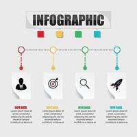 business concept timeline. Infograph template, realistic paper 4 steps infographic, vector banner can be used for workflow layout, diagram,presentation, education or any number option.