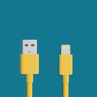Yellow Lightning Cable USB vector