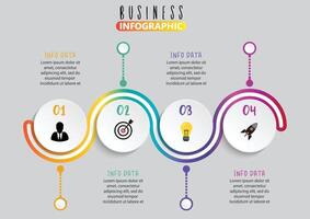 Four steps infographics - can illustrate a strategy, workflow or team work. vector