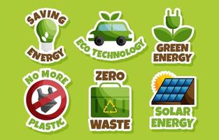 Green Eco Technology Sticker Set vector