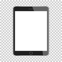 Realistic tablet pc computer with blank screen on transparent background. Vector eps10 illustration.