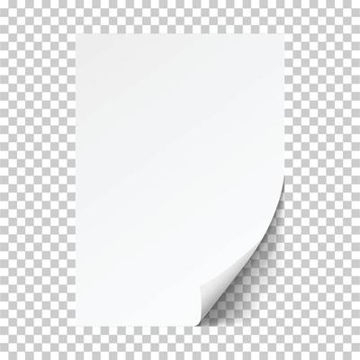 White sheet of paper.Realistic vector on transparent background EPS10