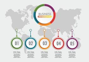 Abstract 3D infographic template with a five steps for success. Business circle template with options for brochure, diagram, workflow, timeline, web design. Vector EPS 10