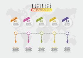 Business data visualization. Process chart. Abstract elements of graph, diagram with 5 steps, options, parts or processes. Vector business template for presentation. Creative concept for infographic.