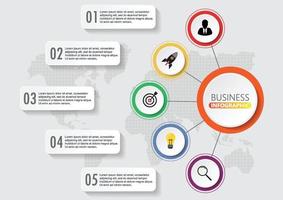 Infographics design vector and marketing icons can be used for workflow layout, diagram, annual report, web design. Business concept with 5 options, steps or processes.