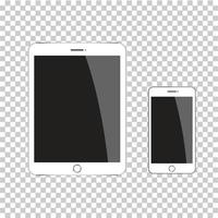 Tablet and smartphone vector mockup on transparent background. Vector eps10 illustration.