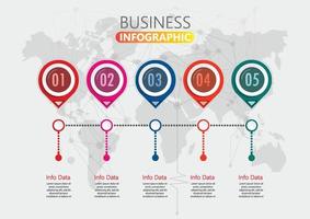 Business data visualization. Process chart. Abstract elements of graph, diagram with 5 steps, options, parts or processes. Vector business template for presentation. Creative concept for infographic.