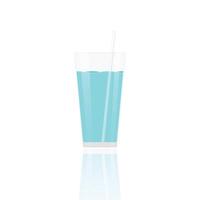 Realistic glass full of water drink with isolated on white background vector illustration