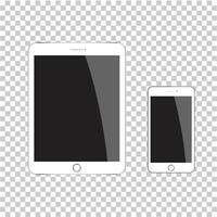 Tablet and smartphone vector mockup on transparent background. Vector eps10 illustration.