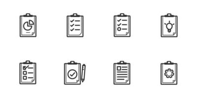 Business document sheet checklist icon. Thin stroke simple graphic report application form. Outline vector. vector