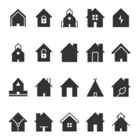 Set of home icon, Thin solid shape of house vector. vector