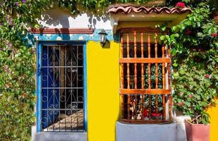 Colombia, Scenic colorful streets of Cartagena in historic Getsemani district near Walled City, Ciudad Amurallada photo