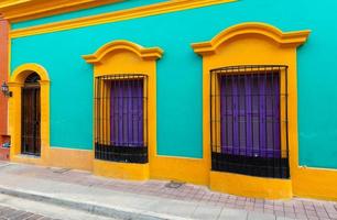 Mexico, Mazatlan, Colorful old city streets in historic city center near El Malecon and ocean shore photo