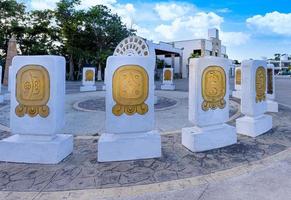 Colorful old city streets in historic city center of Tulum, a popular Mexican tourism travel destination of Mayan Riviera and Quintana Roo photo