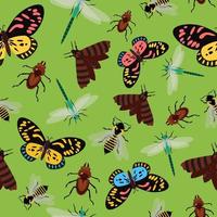 Seamless Background of Spring Insects Elements vector