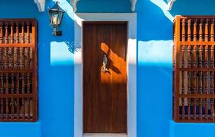 Scenic colorful streets of Cartagena in historic Getsemani district near Walled City, Ciudad Amurallada photo