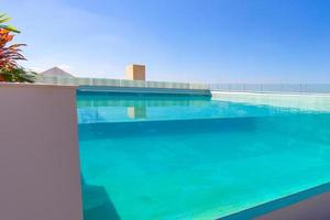 Merida, Mexico, swimming pool at the roof of the upscale hotel with panoramic view photo