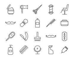 conjunto de iconos de vector de equipo de barbería. simple ilustración de herramientas de moda.