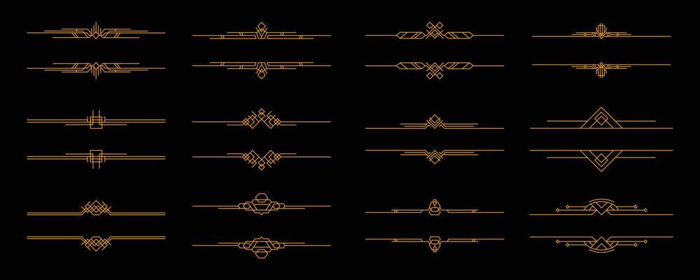 Header illustration for tittle display. Art deco vintage element. luxury golden design elements.