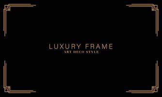 Art deco golden frames background. Vector illustration for design element, decoration, and wallpaper. Line gold vintage decorative borders isolated on black background.