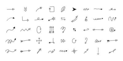 A collection of hand-drawn arrow illustrations. variety of cute arrows for design elements. vector