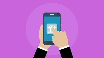 Animation von Bankgeschäften auf dem Handy, Geldwechsel online video