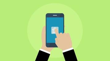 animation de la banque sur mobile, échanger de l'argent en ligne