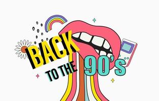 Retro 90s and 80s background design in pop music party 1990 vector