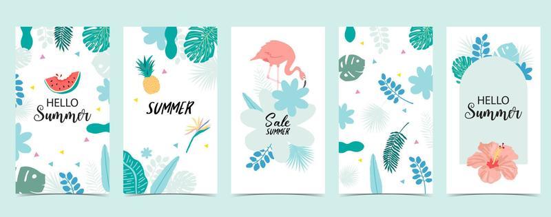 summer sale background for social media story with flamingo