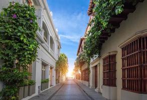 Famous colonial Cartagena Walled City, Cuidad Amurrallada, and its colorful buildings in historic city center, a designated UNESCO World Heritage Site photo