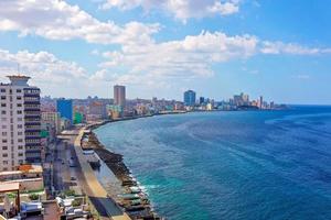 EL Malecon Avenida de Maceo, a broad landmark esplanade that stretches for 8 km along the coast in Havana past major city tourist attractions photo