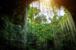 cenote ik kil ubicado en el centro norte de la península de yucatán, una parte del parque arqueológico ik kil cerca de chichén itzá foto