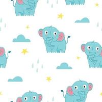 Vector seamless pattern Cute baby elephant