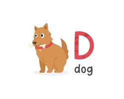 Vector illustration of alphabet letter D and dog