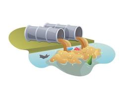 Water Pollution from Industrial Pipe vector