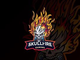 diseño de logotipo de fuego de calavera vector