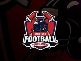 Helm axe football sport logo design vector