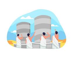 Jamarat ritual in Hajj illustration vector