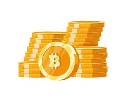 Stack mountain gold bitcoins digital money vector