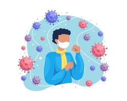 Man cough and having cold illustration concept vector