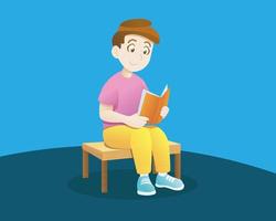 Little boy reading a book vector