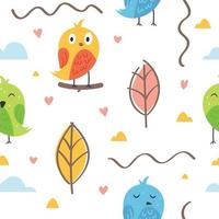 Vector seamless pattern Cute little bird