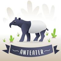 Cute cartoon anteater. Vector illustration of an anteater. Drawing animal for children, Cartoon anteater - Vector illustration