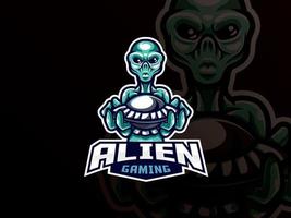 diseño de logotipo deportivo de mascota alienígena vector